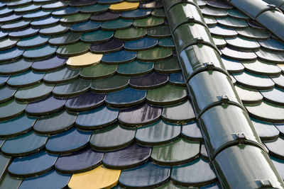 Full frame shot of multi colored roof tiles