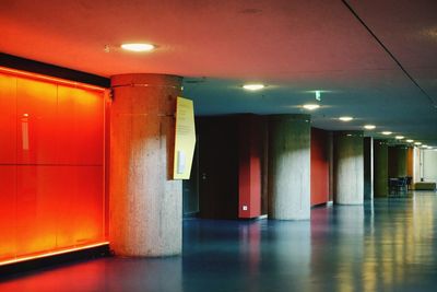 Illuminated corridor of building