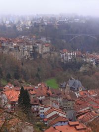 High angle shot of townscape