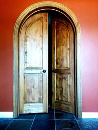 Closed door of wooden door