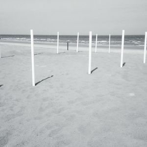 Scenic view of beach against clear sky