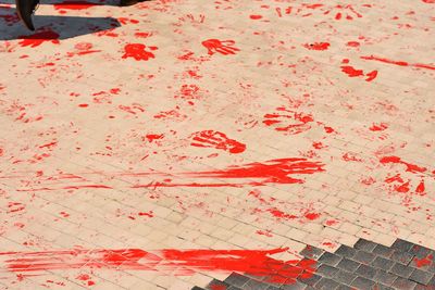 Close-up of red wall