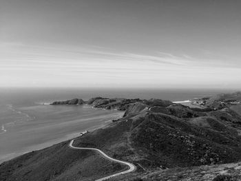 Winding road on seashore