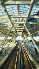 High angle view of railroad station