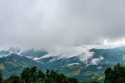 Scenic view of mountains against sky