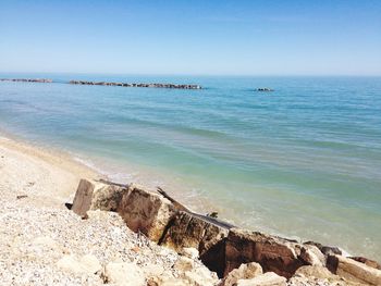 Scenic view of sea against clear sky