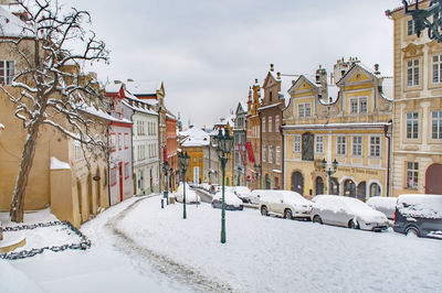 Buildings in prague city during winter