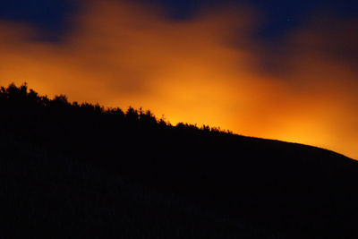 Scenic view of silhouette mountains against sky during sunset