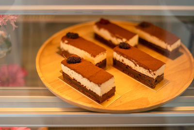 Close-up of cake in plate on table