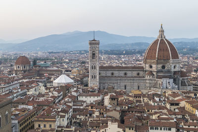 Aerial view of cathedral of santa maria del fiore at sunset