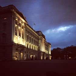 Low angle view of building against sky at night