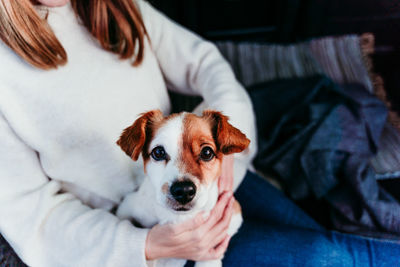 Portrait of woman with dog