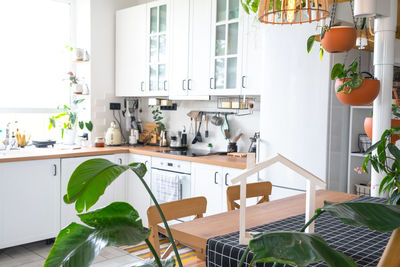 Empty chairs and table at home