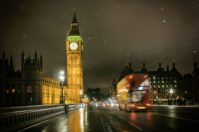 Low angle view of big ben at night