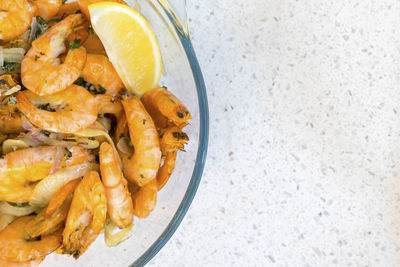 Close-up of prawns served in bowl