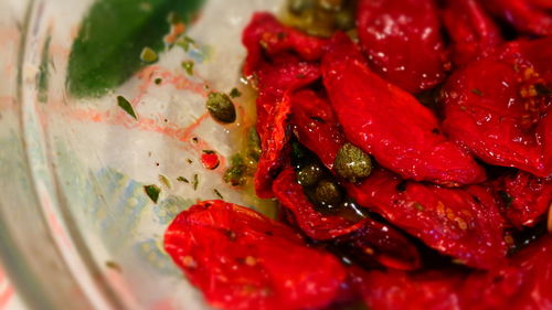 Close up of red chili peppers