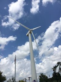 Low angle view of windmill against sky