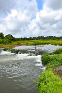 Scenic view of lake against sky