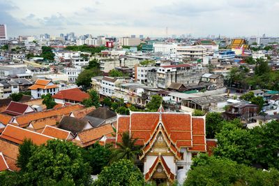 High angle shot of townscape