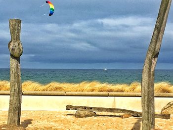 Scenic view of sea against cloudy sky