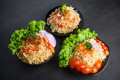 Close-up of meal served on table