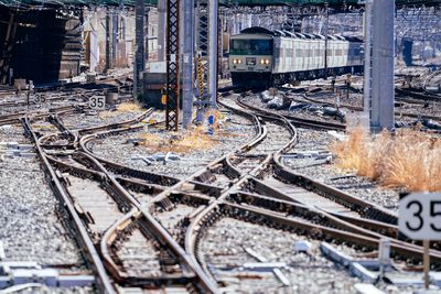 High angle view of railroad tracks