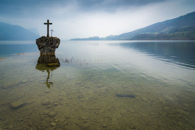 Scenic view of lake against sky