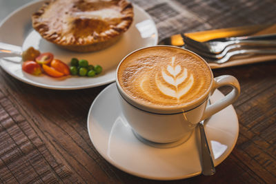 High angle view of breakfast on table