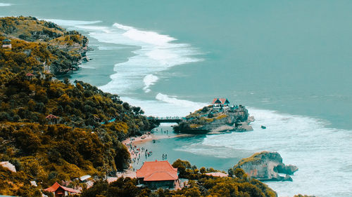 High angle view of sea against sky