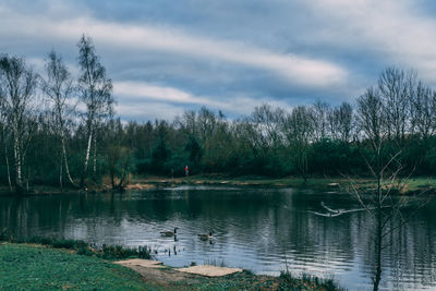 Scenic view of lake against sky