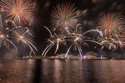 Fireworks in yas bay in abu dhabi celebrating public holiday