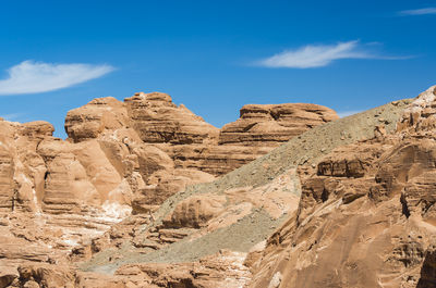 Rock formations against blue sky