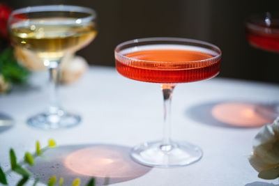 Close-up of wineglass on table