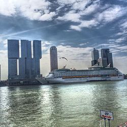 City skyline with river in background