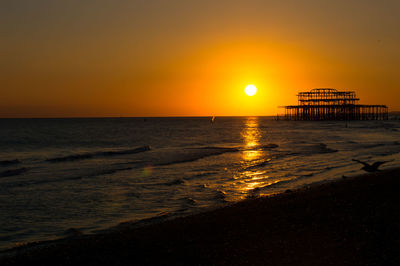 Scenic view of sea at sunset