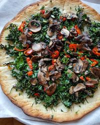 High angle view of vegetables in plate