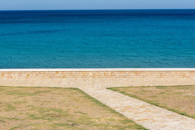 High angle view of swimming pool against sea