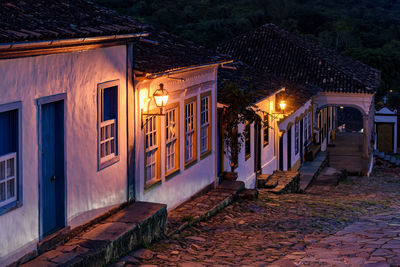 Night view of old and historic city of tiradentes, minas gerais