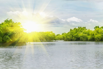 Scenic view of lake against sky