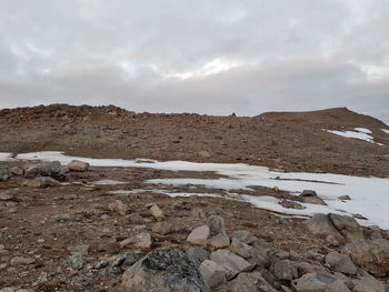 Scenic view of mountain against sky during winter