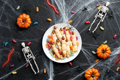 High angle view of fruits on table