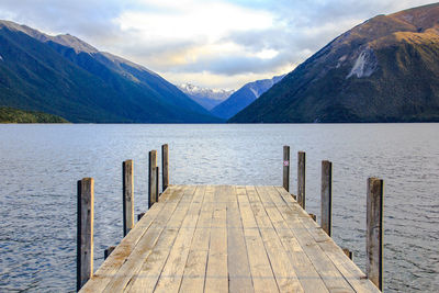 Jetty over lake in new zealand