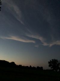 Silhouette trees on field against sky at sunset