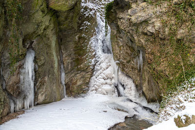 Scenic view of waterfall amidst rocks