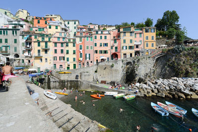 Canal amidst buildings in town