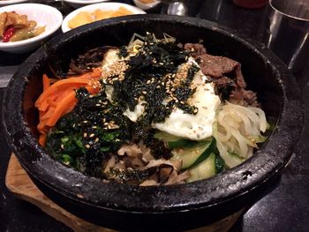 Close-up of meal served in bowl