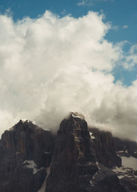 Low angle view of rock formation against sky