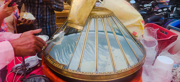 High angle view of people playing piano