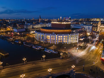 Aerial view of opera house in amsterdam, netherlands