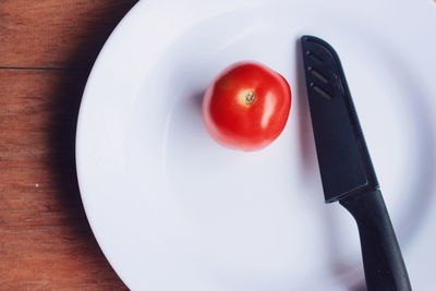 High angle view of strawberry on table